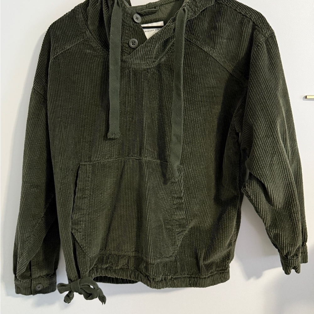 American Eagle Green Corduroy Hoodie
